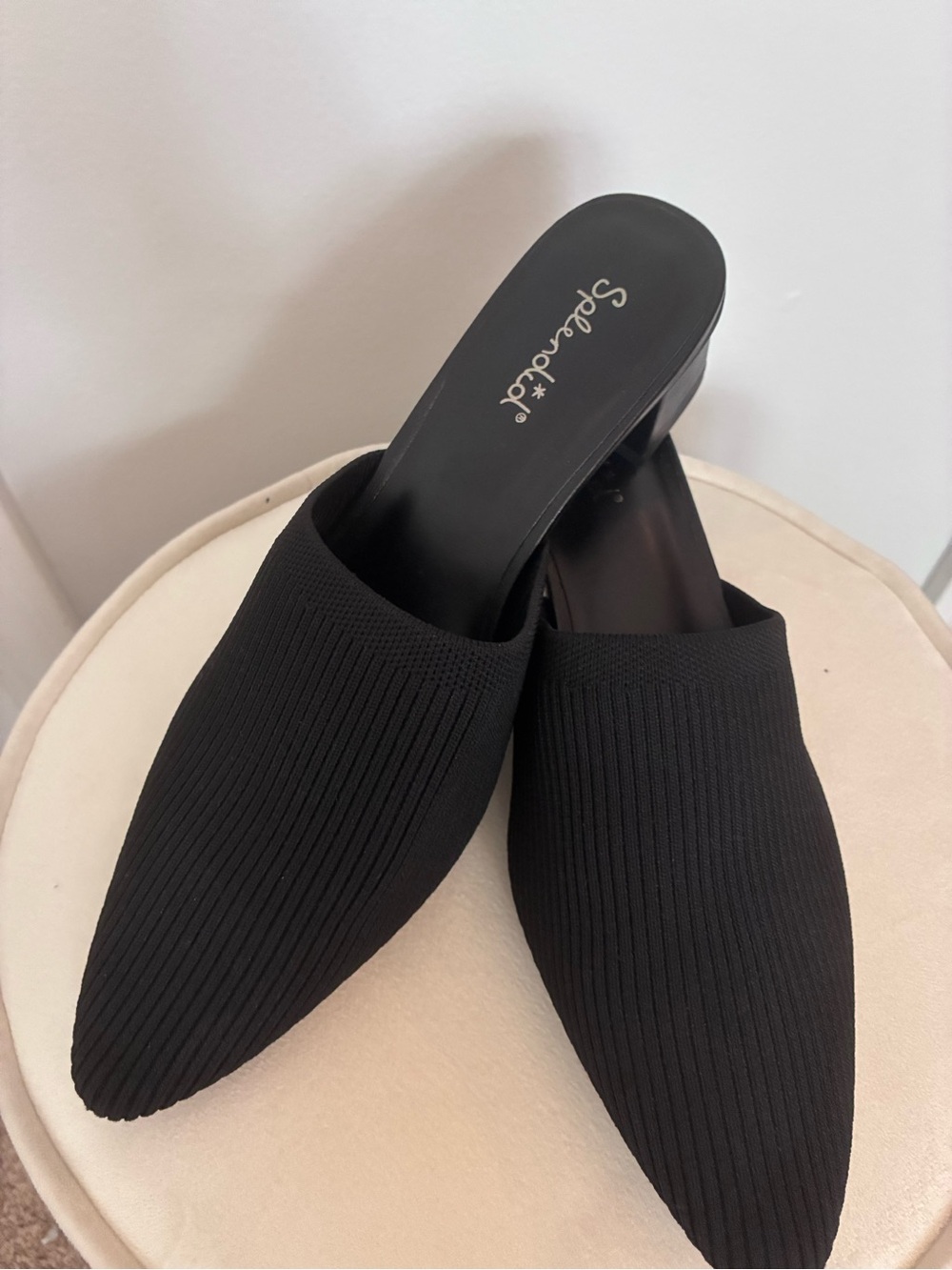 Splendid- Women’s -Black Ribbed Pointed-Toe Mule